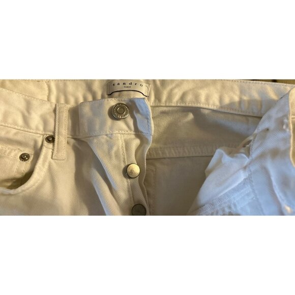 SANDRO Paris DROIT Denim 11" Rise Jeans Front Buttons Strait Cut Size 31 - Picture 9 of 11